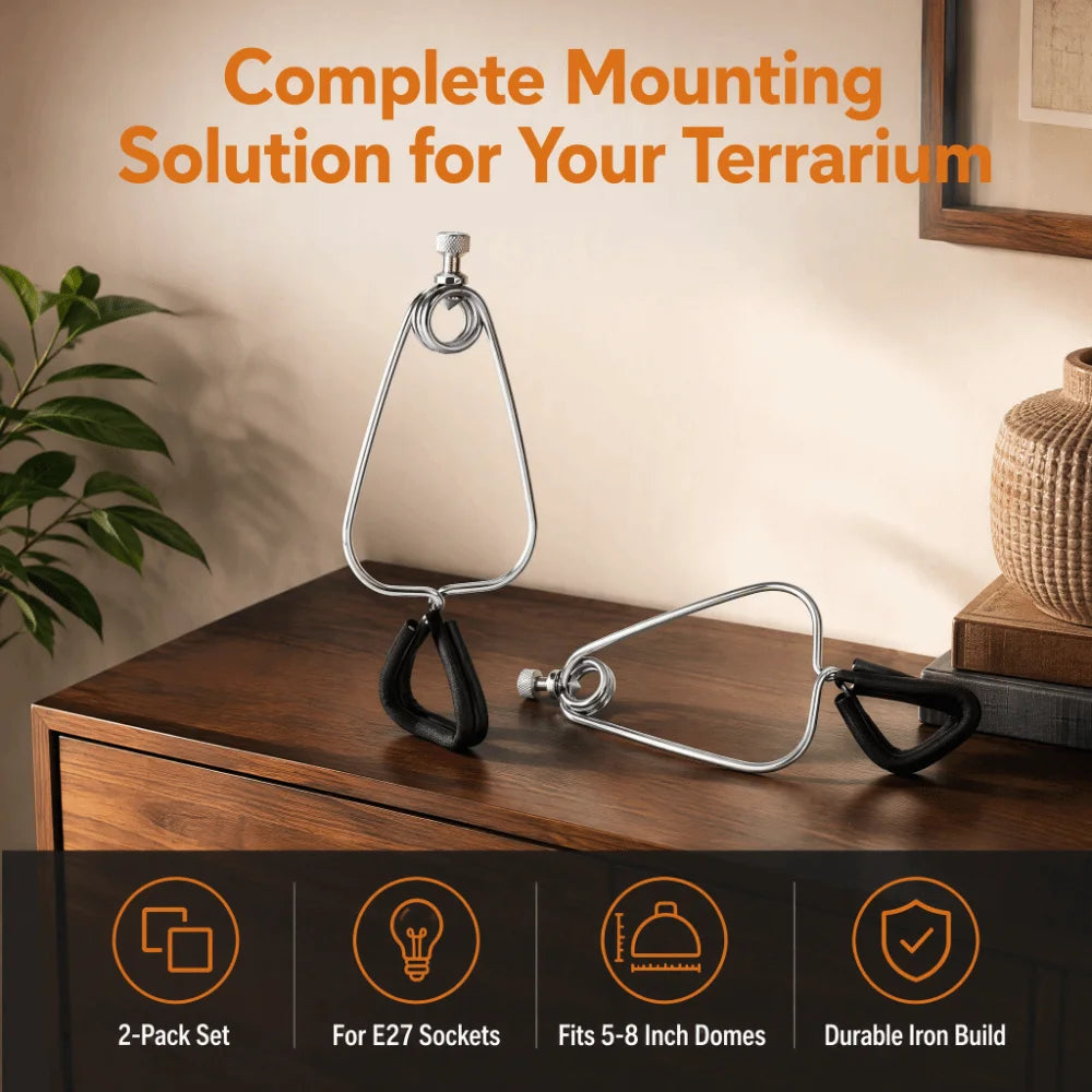 2-Pack Iron Dome Clamp Lampshade Holder for Reptile Terrariums