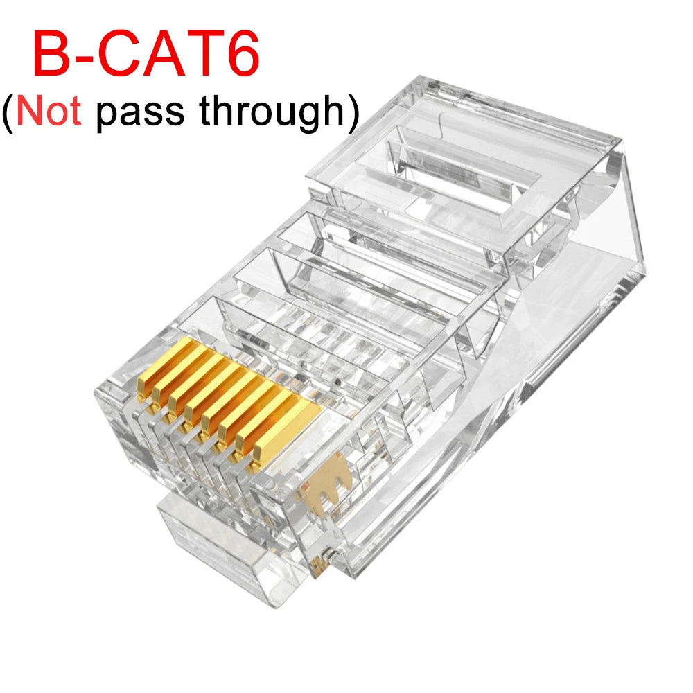 RJ45 CAT6 CAT5e Ethernet Connectors – Transparent Crystal Heads