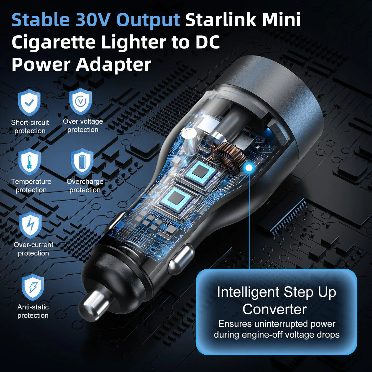 Starlink Mini Car Power Adapter 30V 2A DC Step-Up Converter