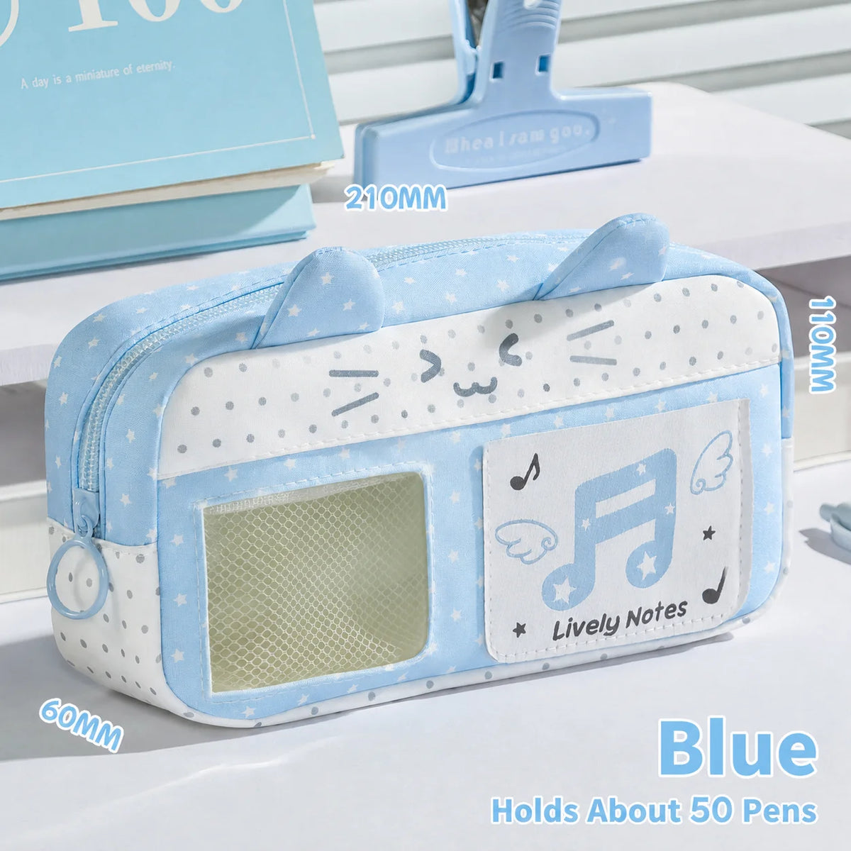 Cat Ear Pencil Case – Transparent Window & Photocard Pouch