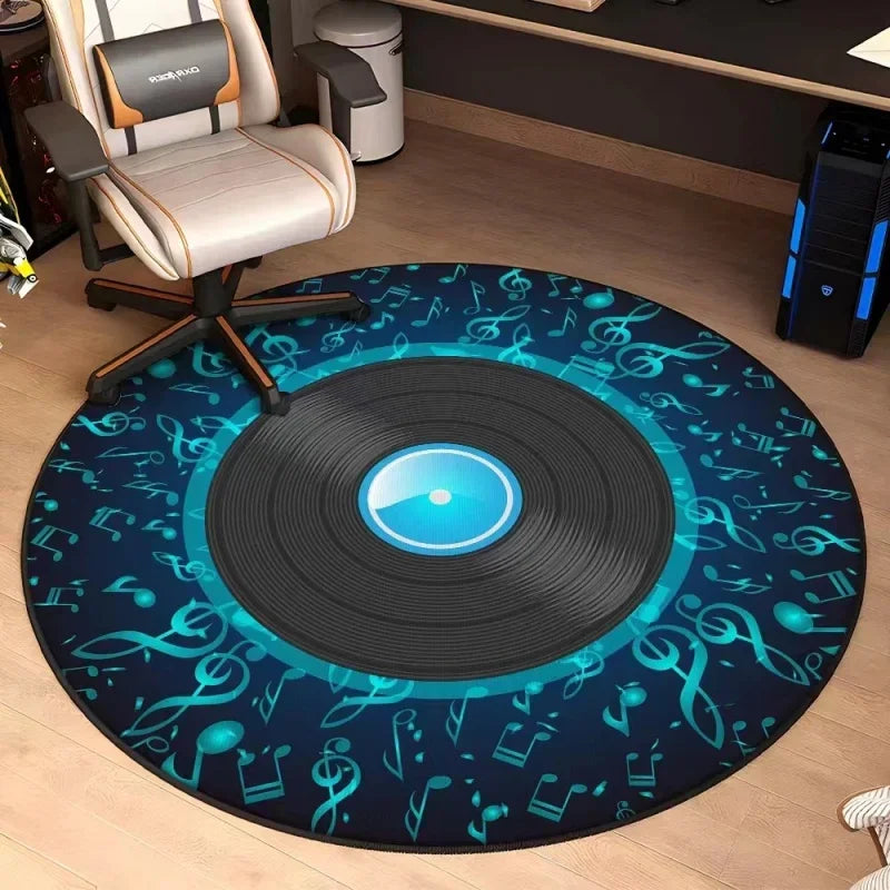 Round Music Record Rug – Non-Slip Bedroom Floor Mat