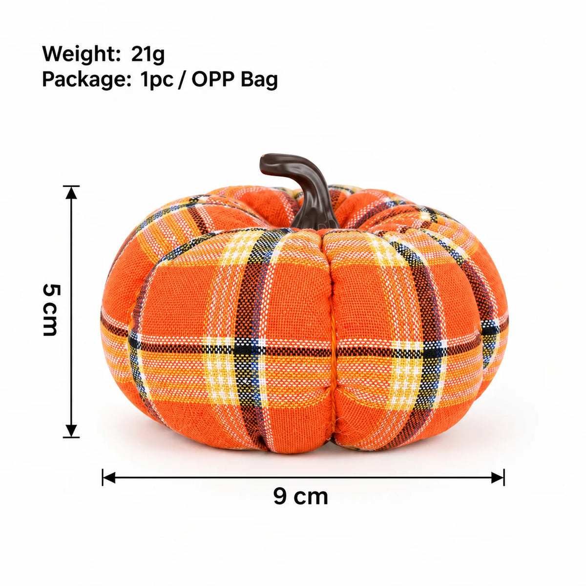 Plaid Fabric Mini Pumpkin Decor – Rustic Fall & Halloween Ornament