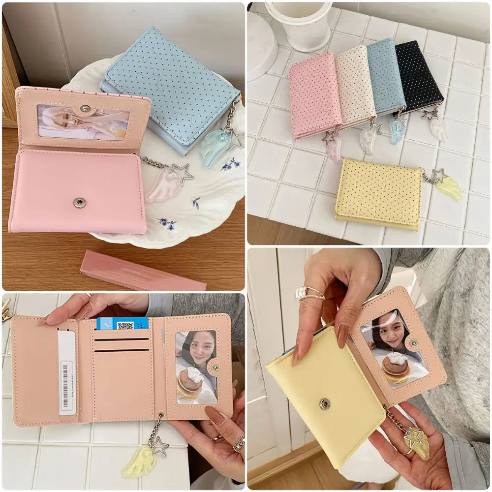 Y2K Tri-Fold PU Wallet – Star Dot Coin Purse & Card Holder
