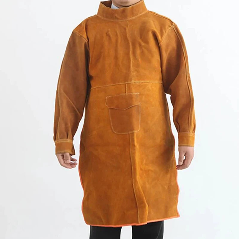 Cowhide Leather Welding Jacket 105cm – Flame-Resistant Coat