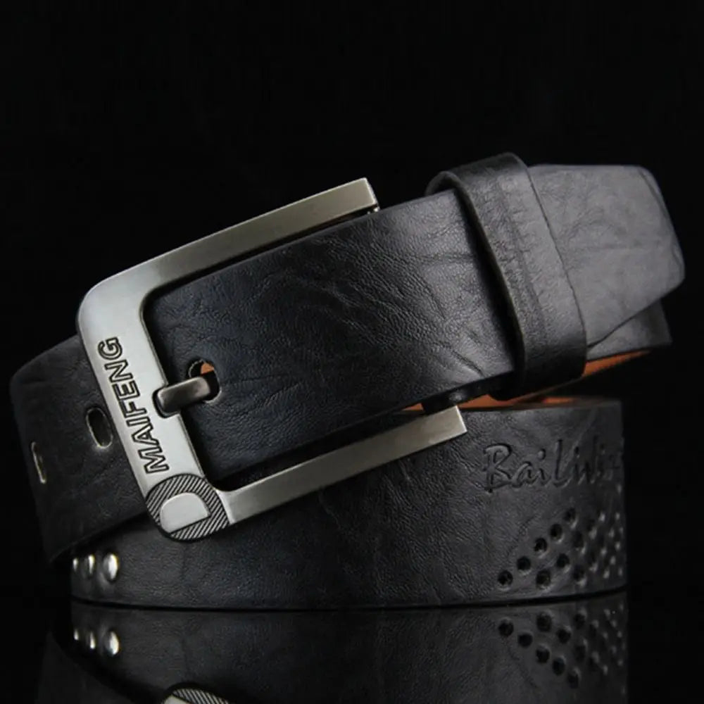 Vintage PU Leather Belt Men – Pin Buckle Waistband | 110cm