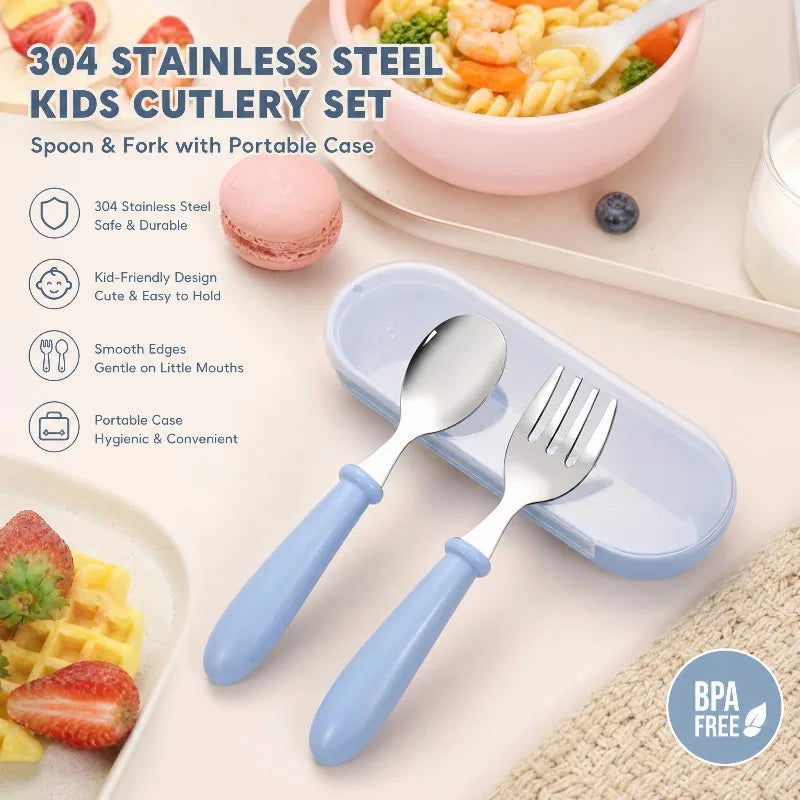 Kids Stainless Steel Cutlery Set – Cartoon Fork & Spoon Gift