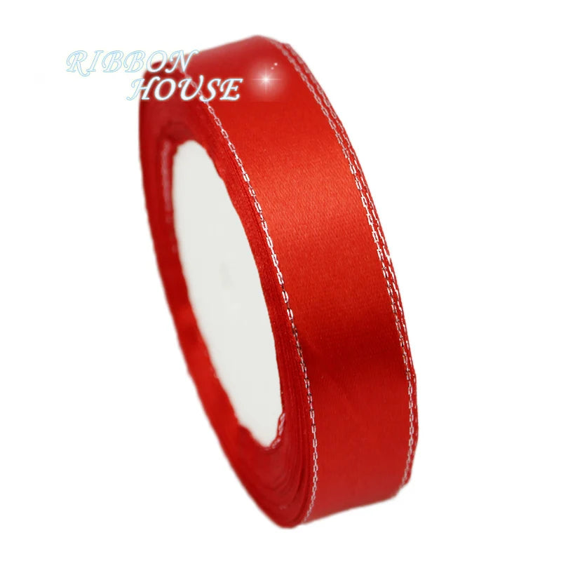 White Silver Edge Satin Ribbon 25 Yards – Gift & Craft