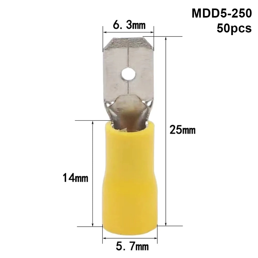50-Pack Insulated Crimp Spade Terminal Connectors 2.8/4.8/6.3mm