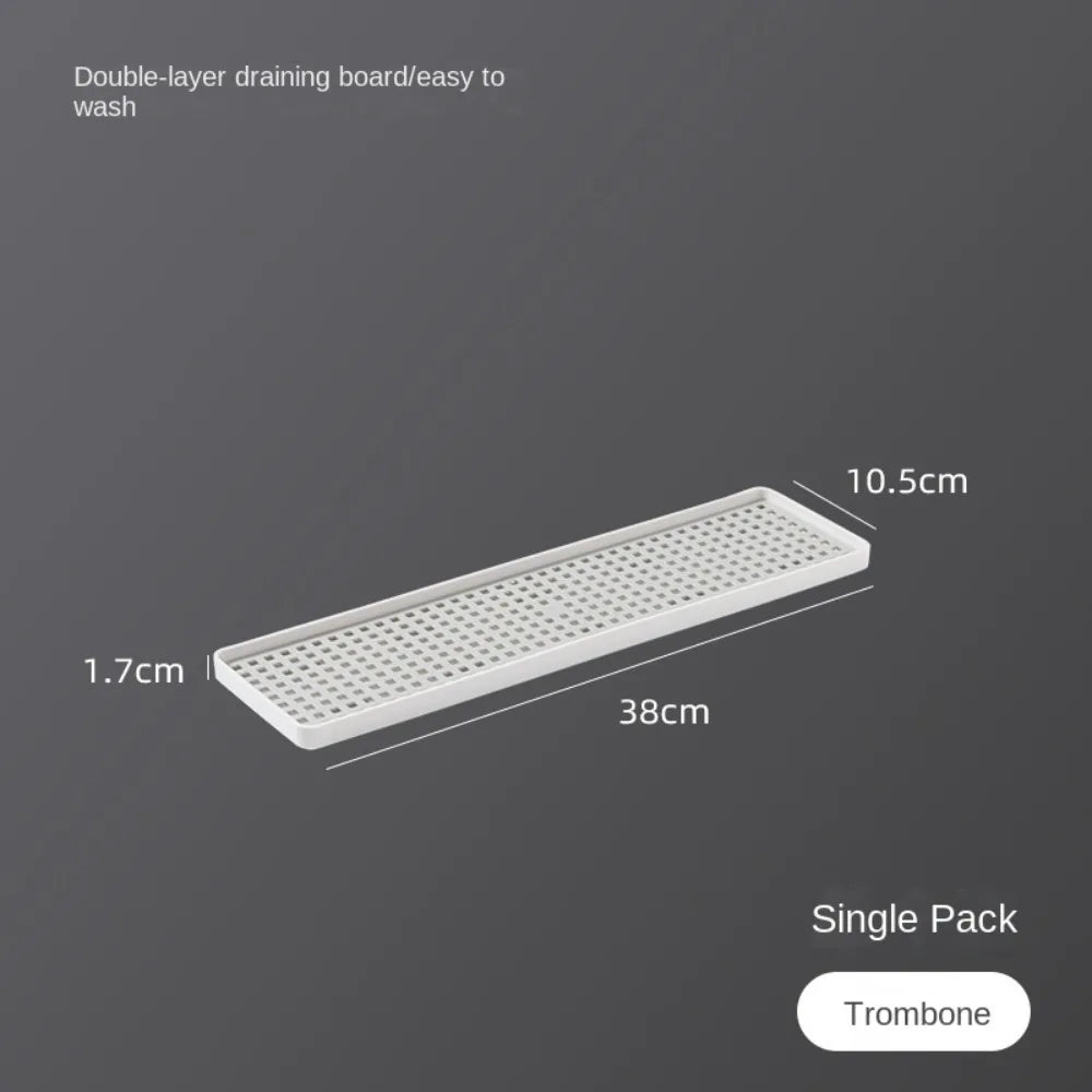 Double-Layer Plastic Dish Drying Rack & Drainage Tray