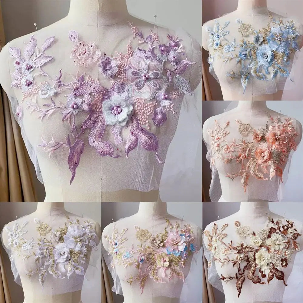 Sequined Floral Embroidery Patch – DIY Appliqué Costume Decor