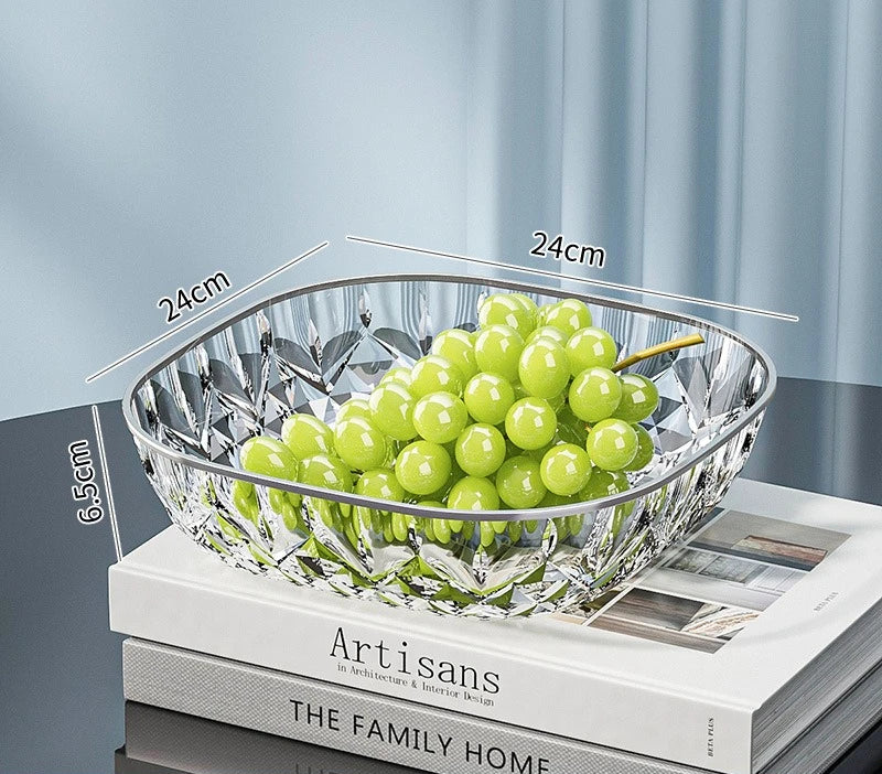 Square Transparent Serving Tray with Gold Edge – Snack & Fruit Plate