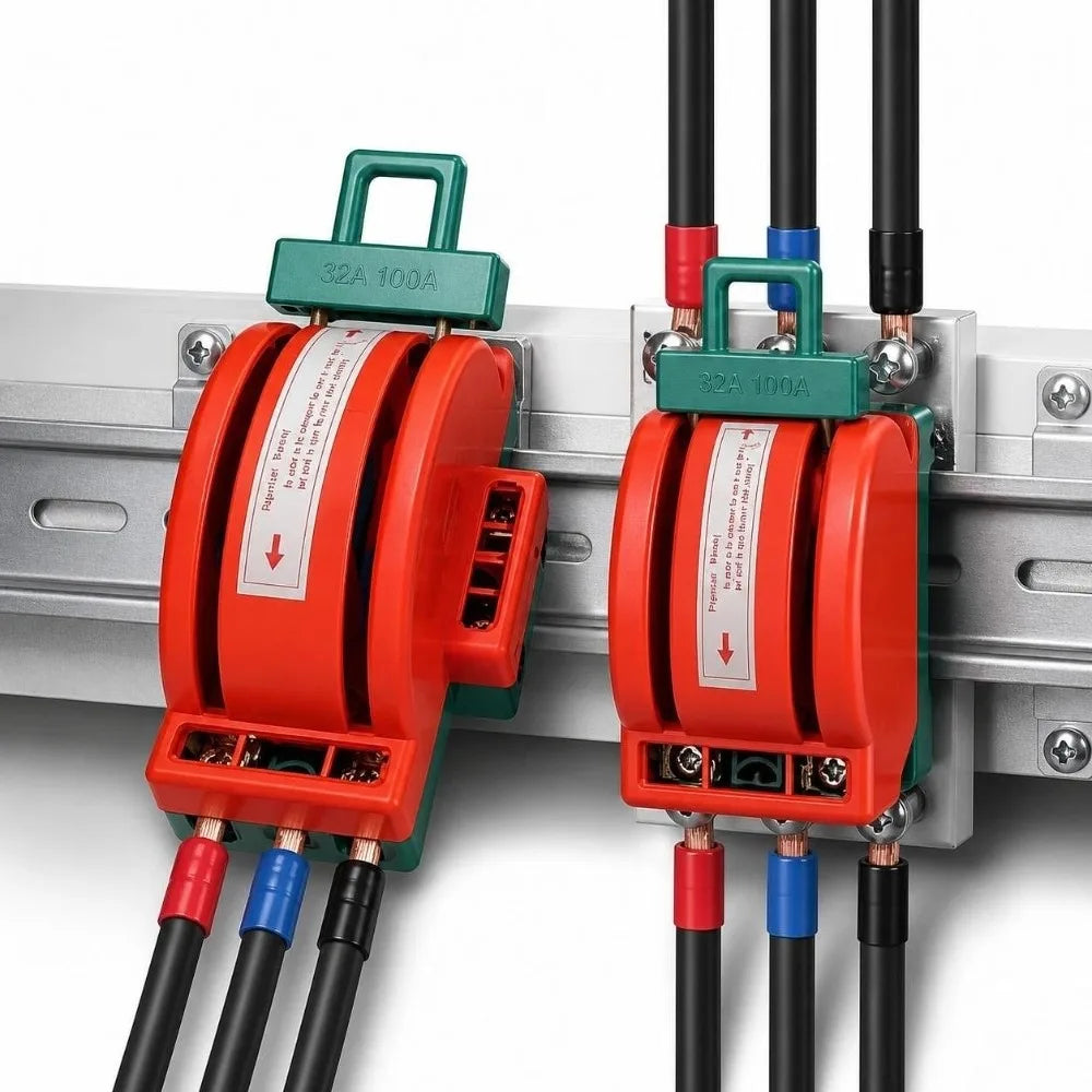 2-Pole DPDT Knife Disconnect Switch 32A/63A/100A AC 220V