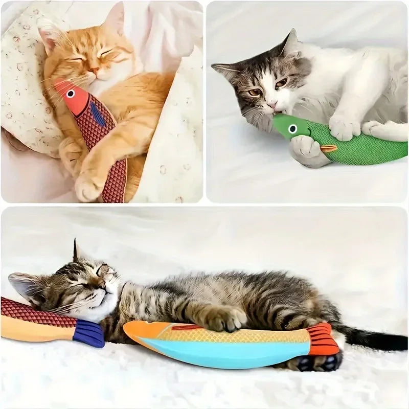Cat Plush Saury Fish Toy – Chew, Tease & Self-Play