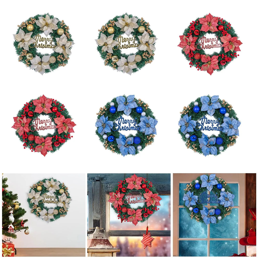 Christmas Wreath with Ball Ornaments – Artificial Front Door Decor