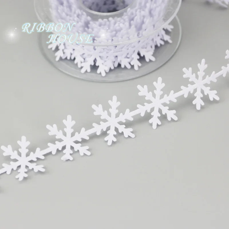 5M Christmas Snow Embossed Nonwoven Ribbon Lace 25mm Wide