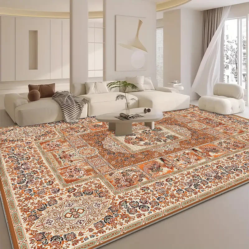 RAKKS Boho Floral Crystal Velvet Area Rug – Anti-Slip Carpet