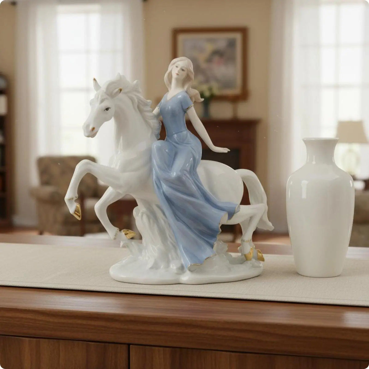 White Porcelain Ceramic Lady Figurine | Elegant Home Decor