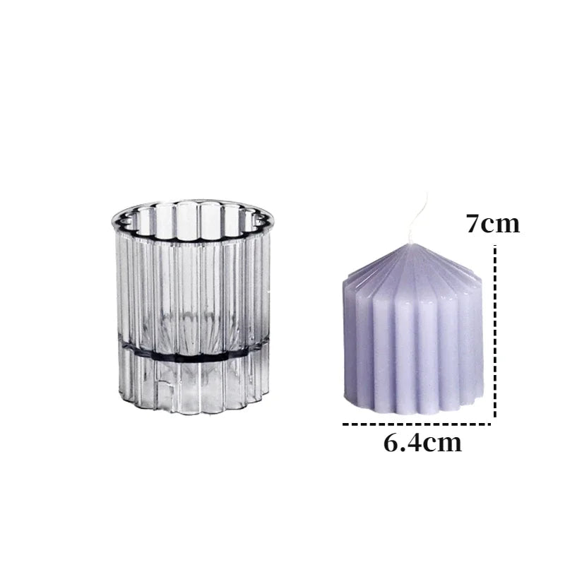 3D Stripe Cylinder Candle Plastic Mold – DIY Geometric Kit