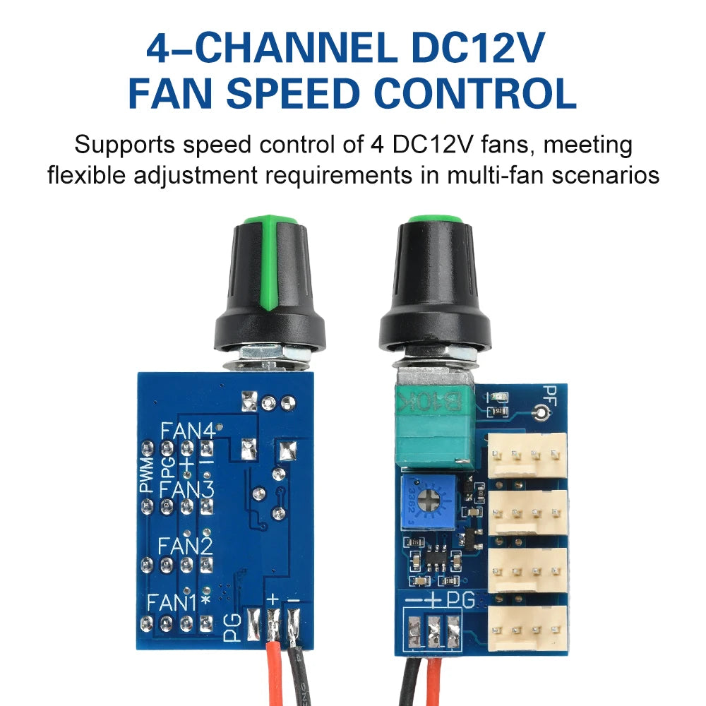4-Channel DC 12V PWM Fan Speed Controller – Manual Knob
