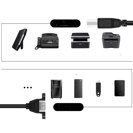 USB Type-B Male to Female Printer Cable Adapter