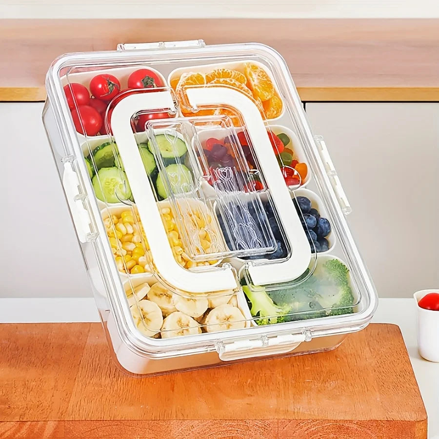 Snackle Box Divided Serving Tray with Lid, Handle & Cutlery
