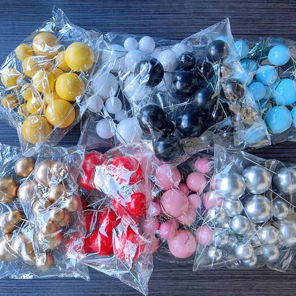 Decorative Ball Cake Toppers – 20pc Mixed Size Plastic Set