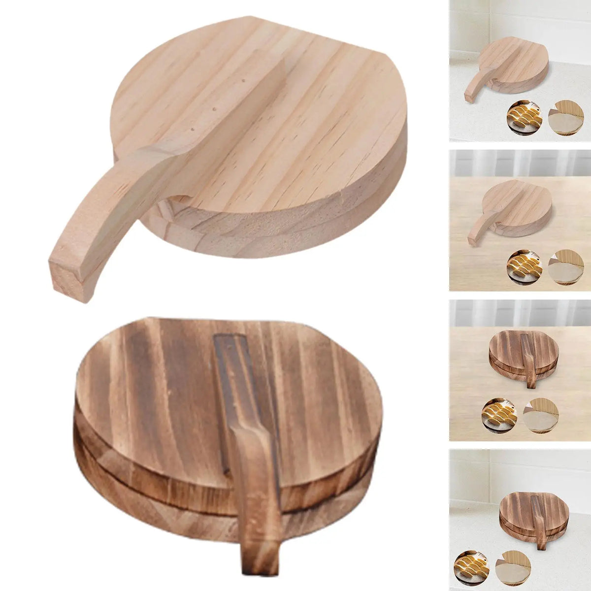 Wooden Dumpling Presser & Manual Tortilla Maker – 6.5"
