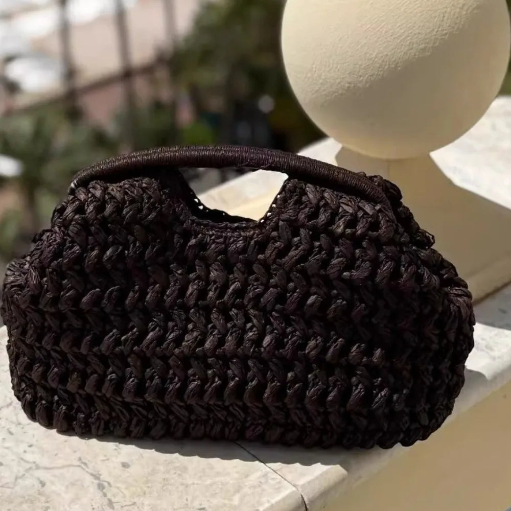 Women's Woven Straw Clutch Bag – Large Beach Handbag