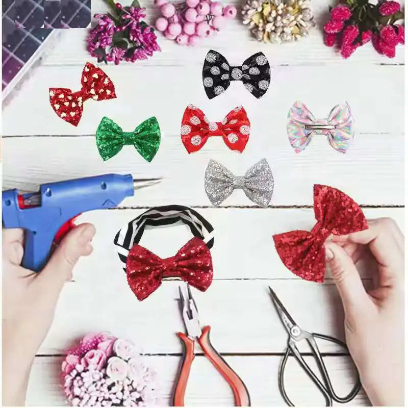 5-Pack Glitter Sequin Hair Bows – DIY Girls Hair Accessories