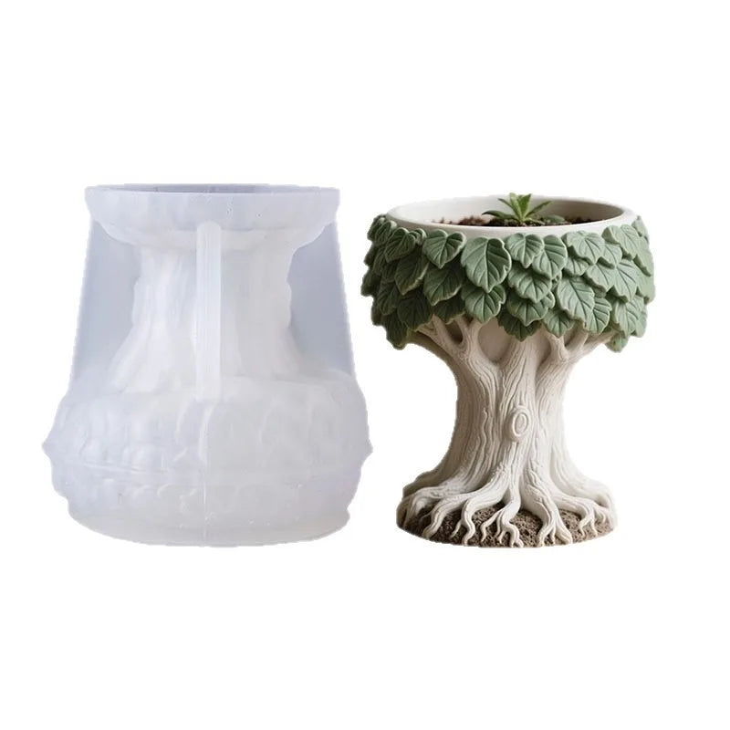 3D Leaf & Tree Stump Silicone Mold – DIY Resin & Cement