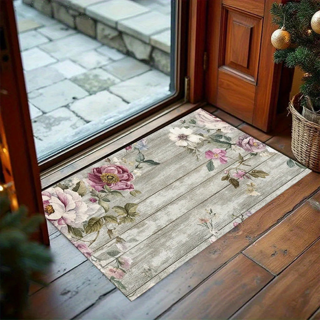 Retro Floral Anti-Slip Floor Mat | Washable Doormat 40x60cm