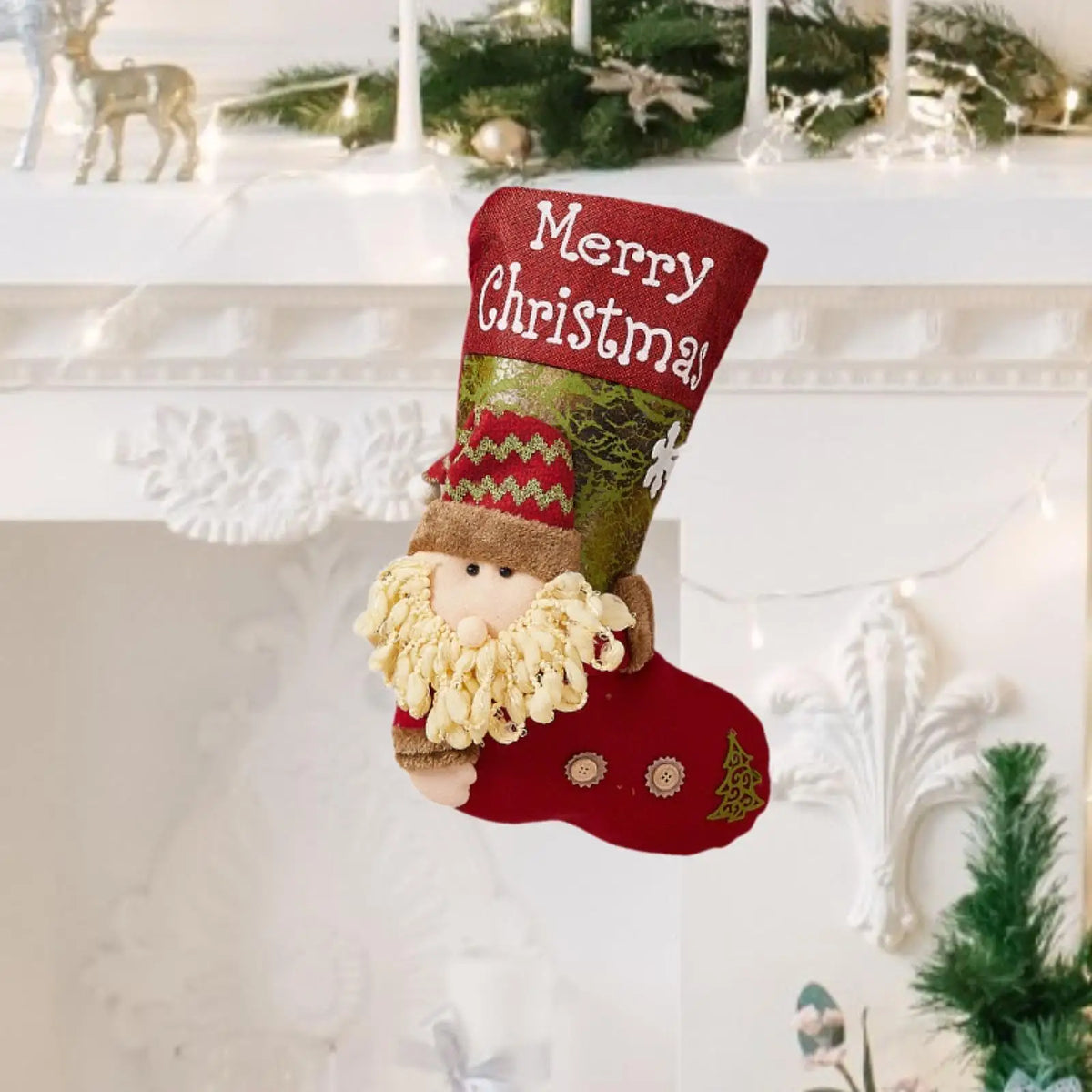 Christmas Stocking Hanging Ornament | Farmhouse Fireplace Decor
