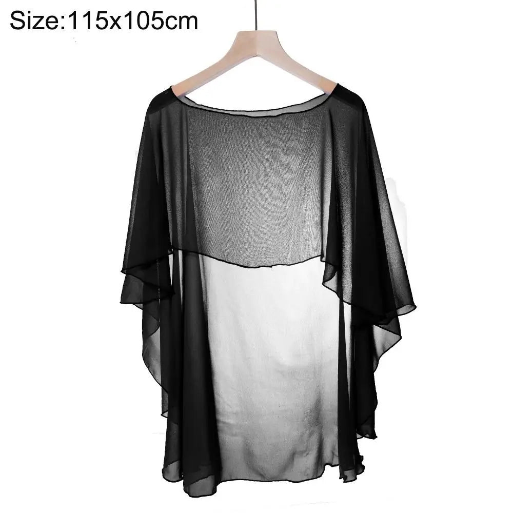 Women's Chiffon Shawl Wrap – Lightweight Wedding Cape & Scarf