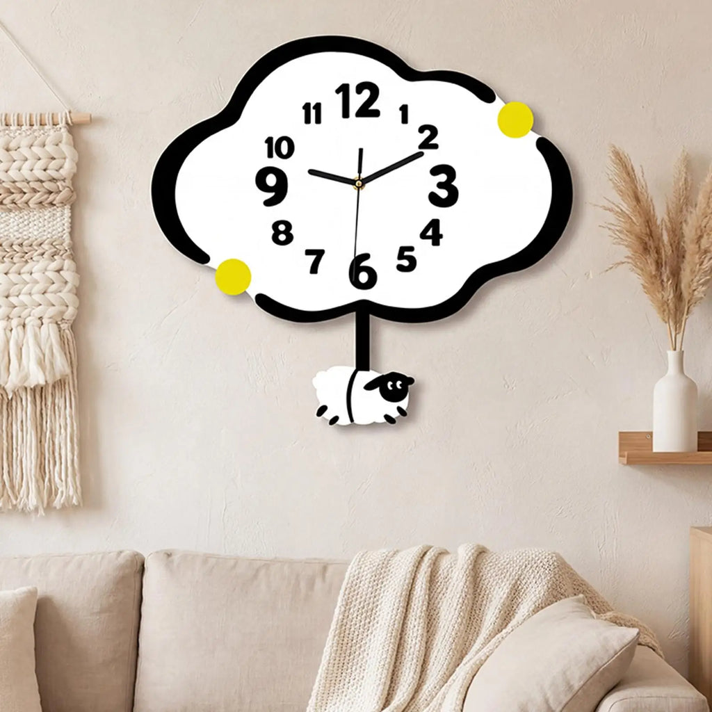 MagiDeal Acrylic Silent Wall Clock | Cloud & Sheep Design