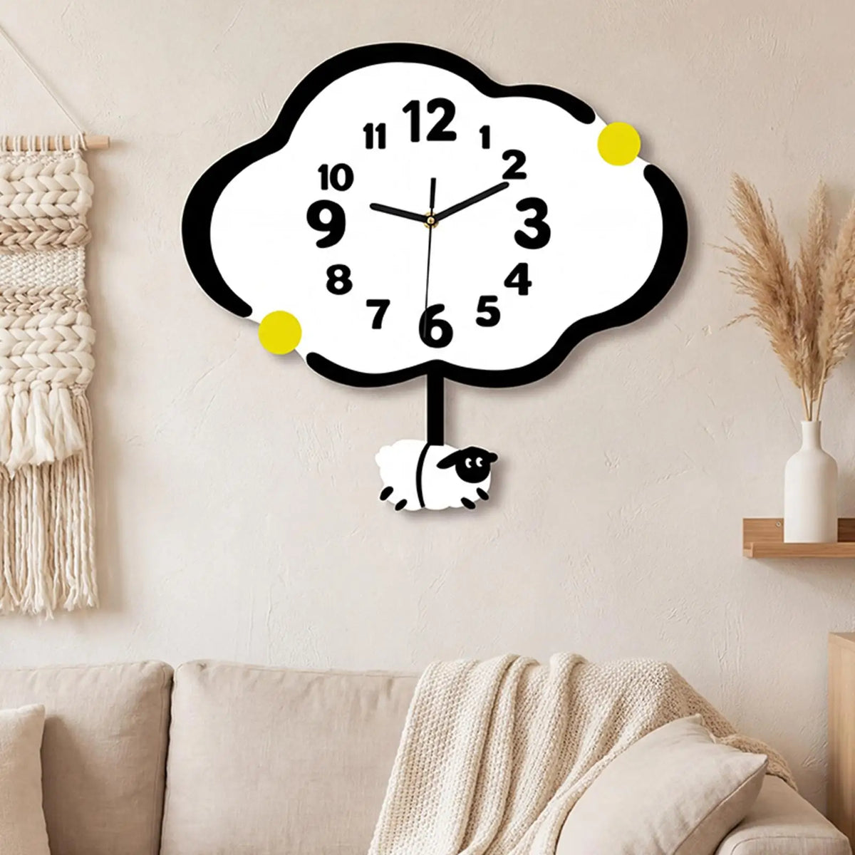 MagiDeal Acrylic Silent Wall Clock | Cloud & Sheep Design