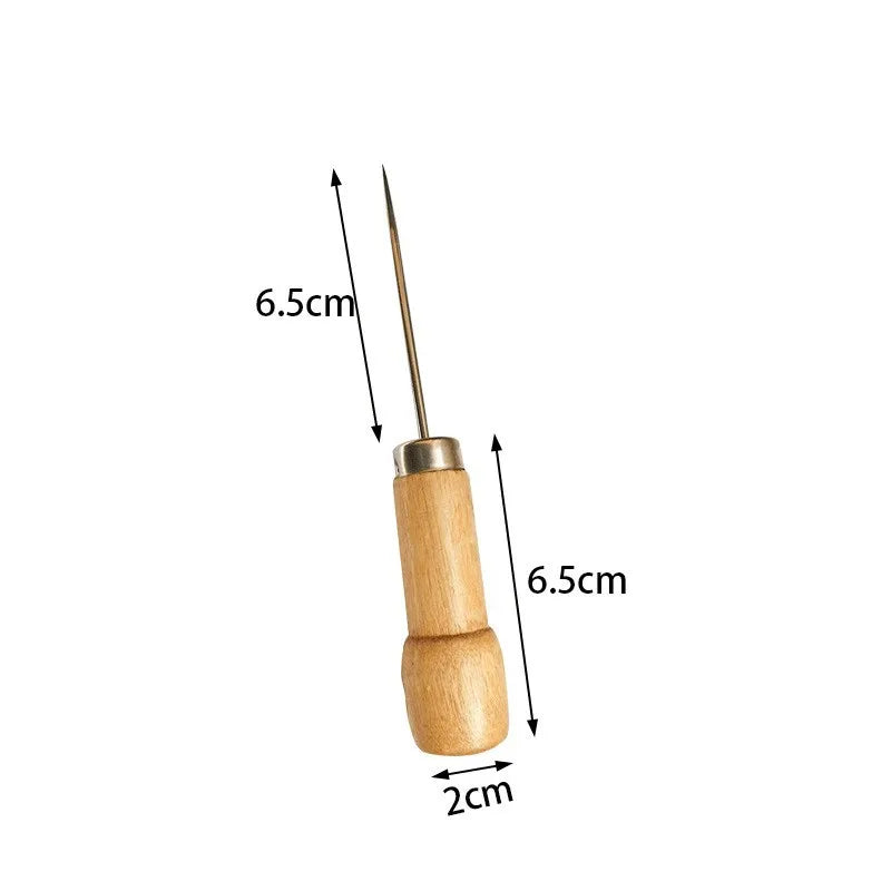 Leather Stitching Awl – Wood Handle Hole Punch Sewing Tool