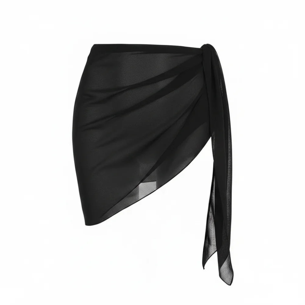 Women's Sheer Beach Wrap Skirt – Solid Color Bikini Cover-Up