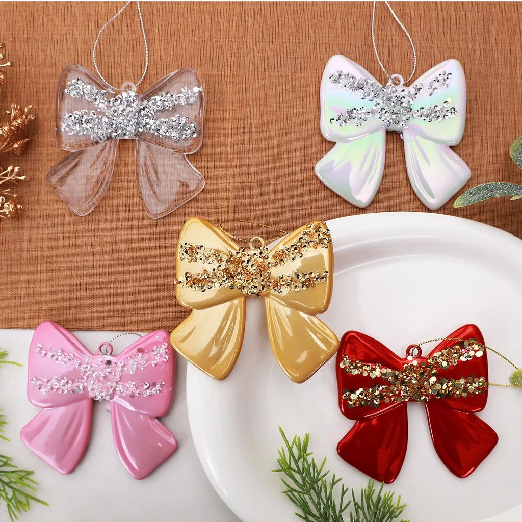Christmas Bow Hanging Ornament – Classic Plastic Holiday Decor