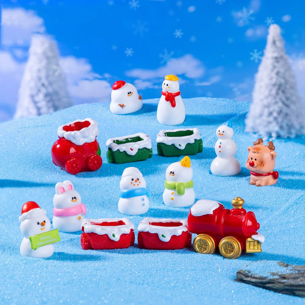 Resin Christmas Snowman Figurine | Mini Holiday Desk Ornament