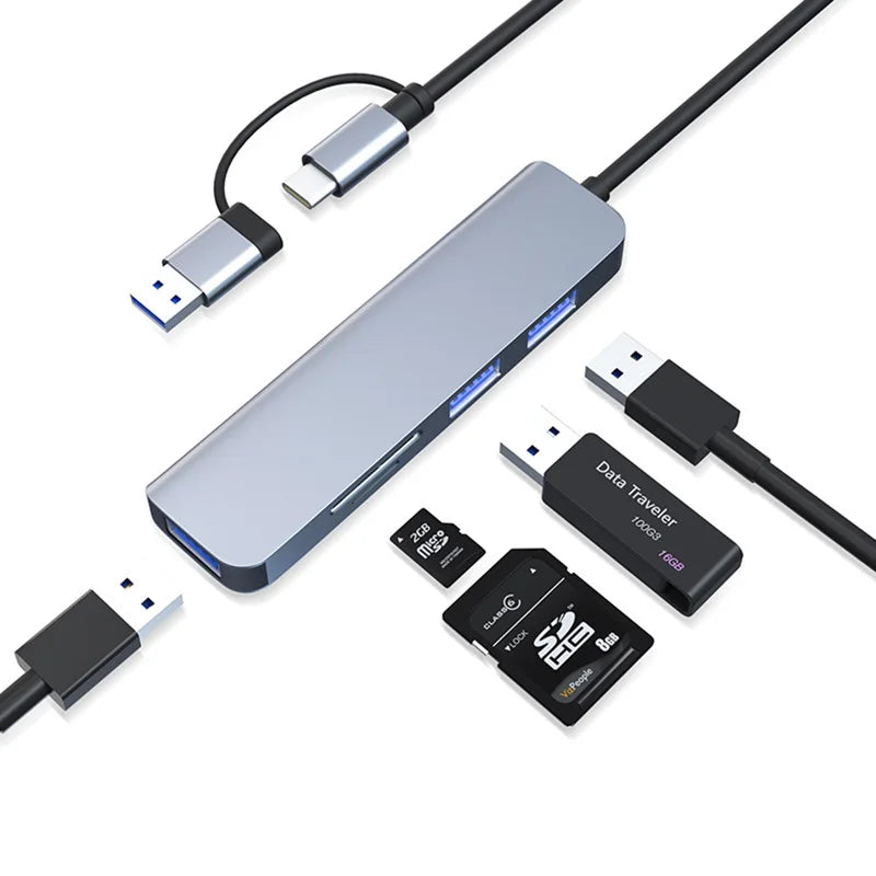 OULLX 5-in-1 USB-C Hub | USB 3.0, SD Card Reader & Dock