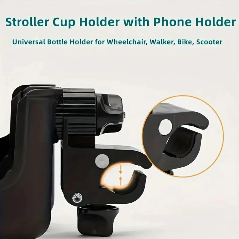 2-in-1 Stroller Cup & Phone Holder | Universal Bottle Bracket