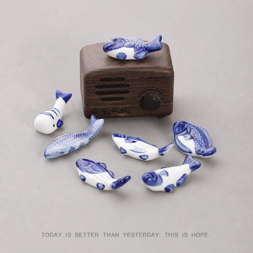 Fish-Shaped Ceramic Chopstick Rest & Pen Holder | Desk Décor