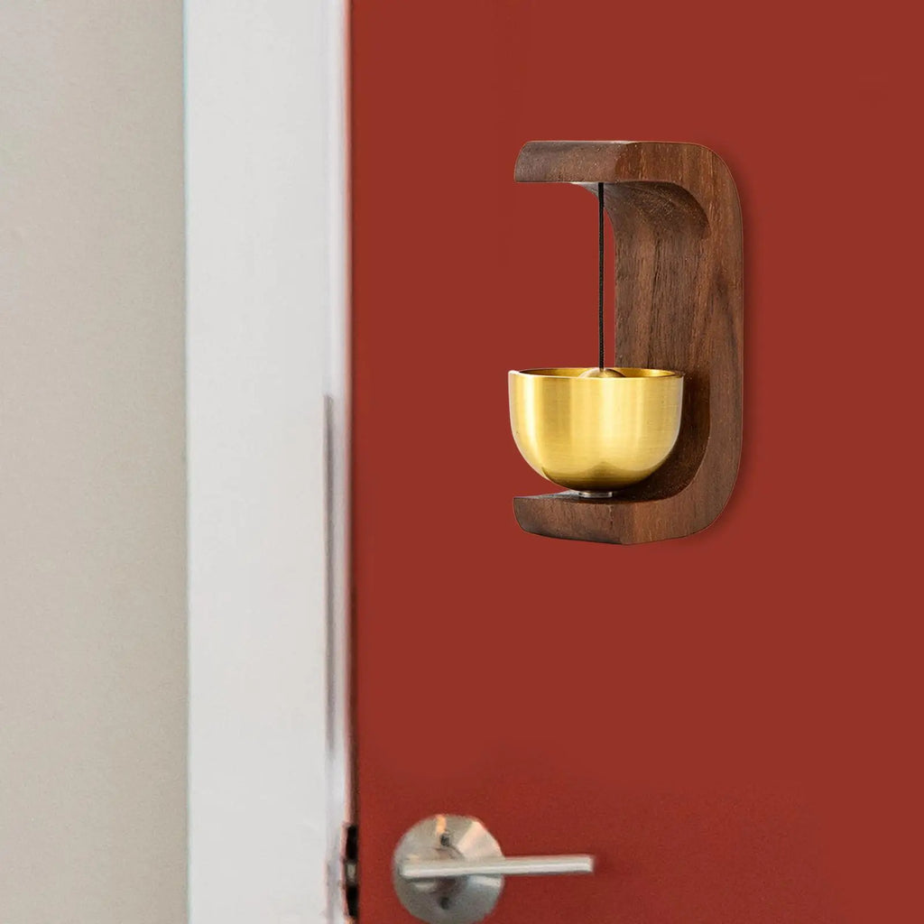 Walnut Doorbell Chime with Brass Bell | Suction Cup Mount