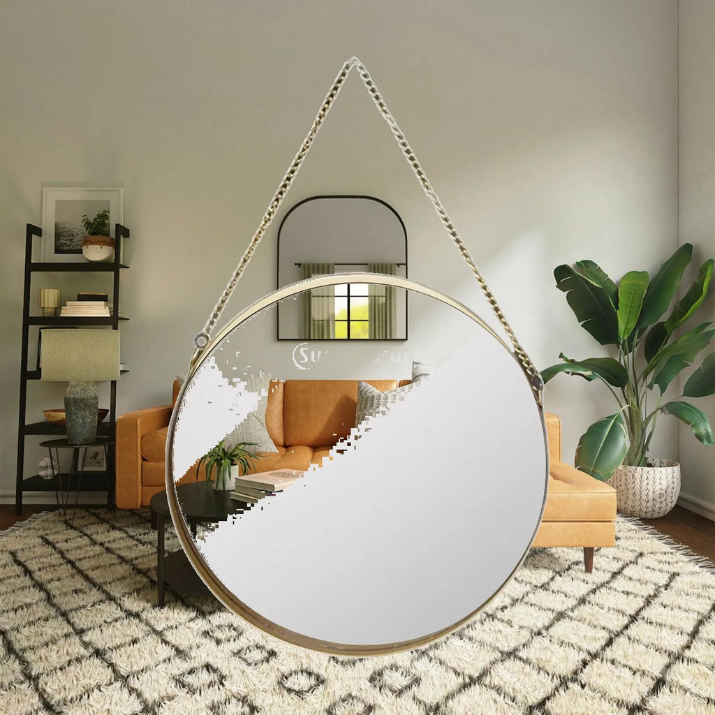 Kesoto Gold Round Wall Mirror – Boho Bedroom & Living Room