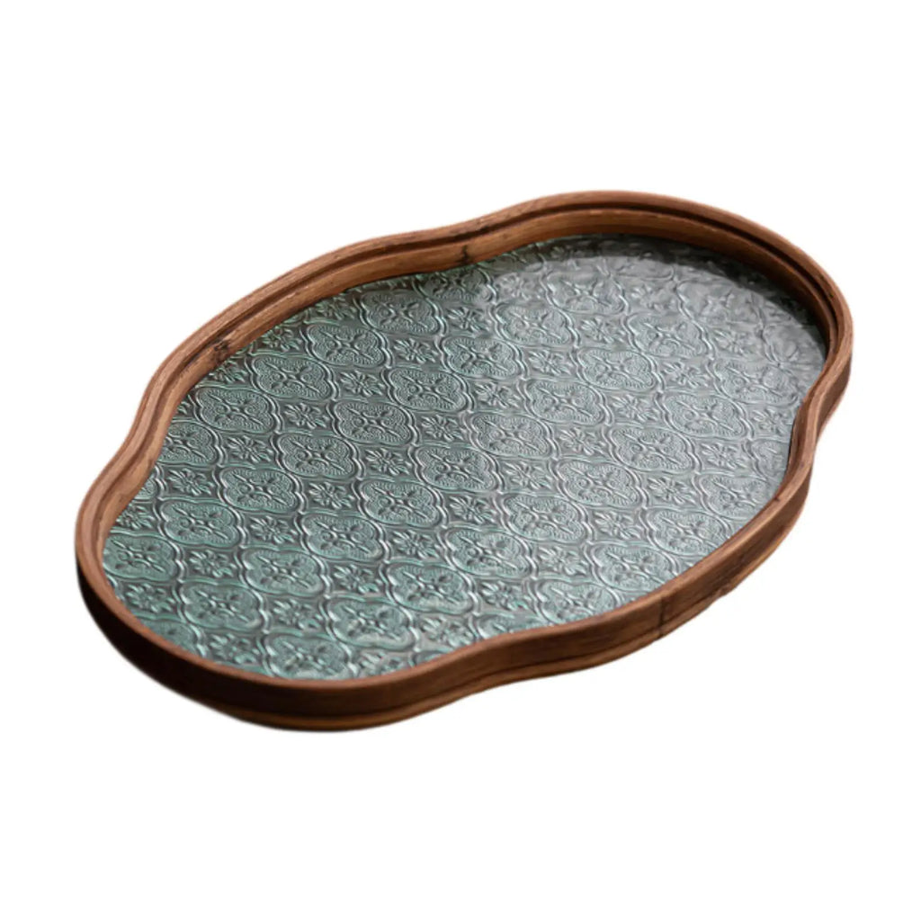 Kesoto Begonia Wood & Glass Serving Tray | Japanese Style