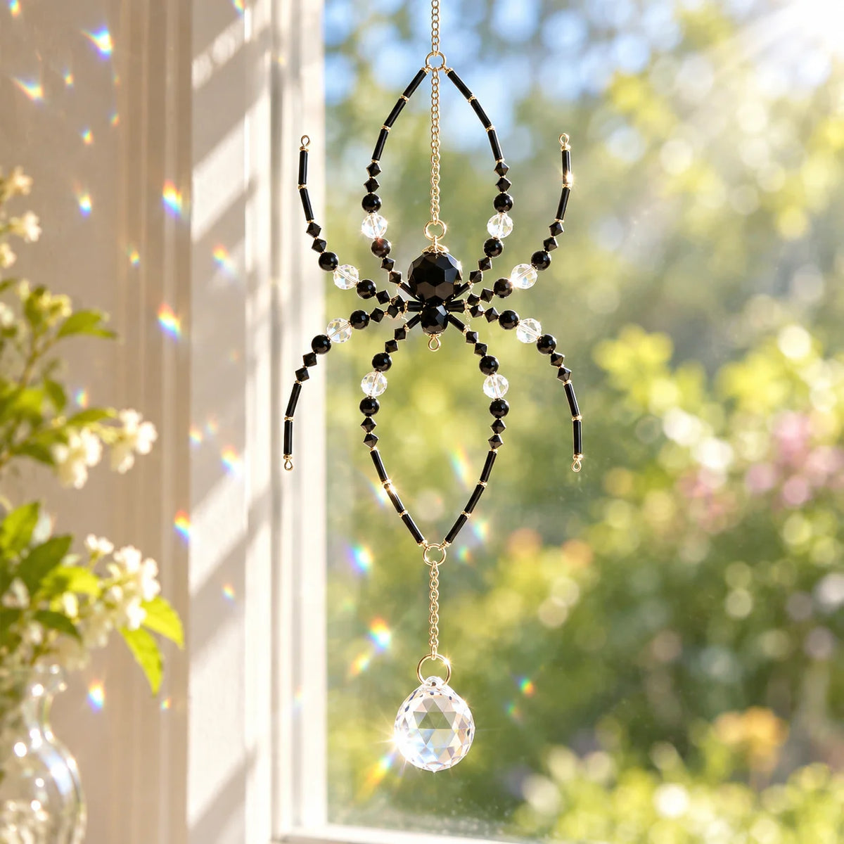 Handmade Spider Crystal Suncatcher – Beaded Window Ornament