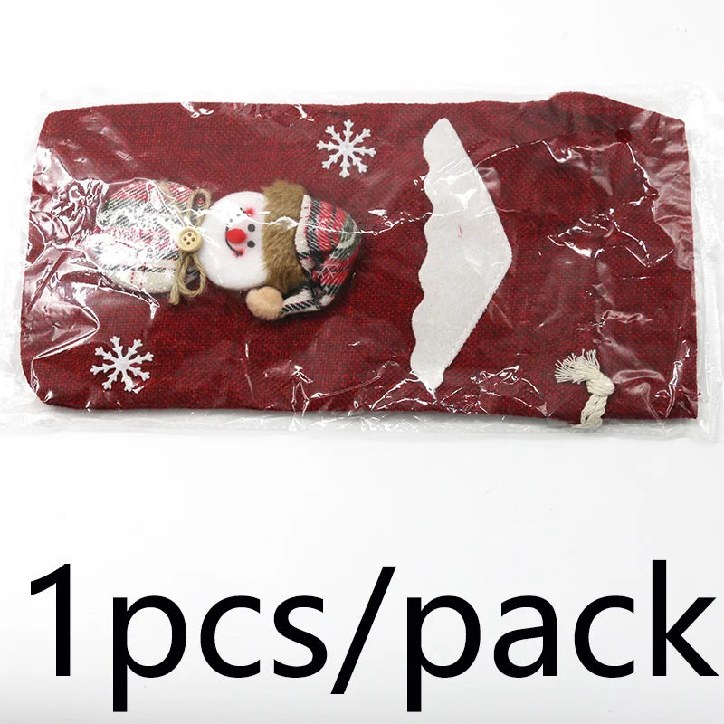 Christmas Linen Wine Bottle Cover Bag | Festive Gift Wrap