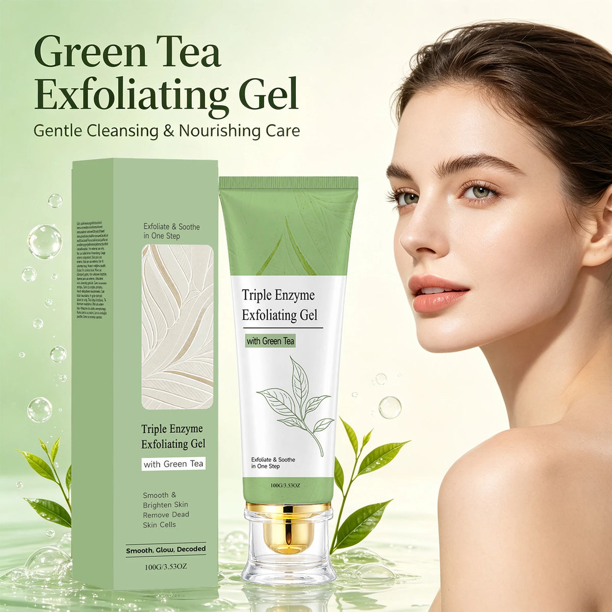 Triple Enzyme Green Tea Exfoliating Face Peel Gel | Brightening