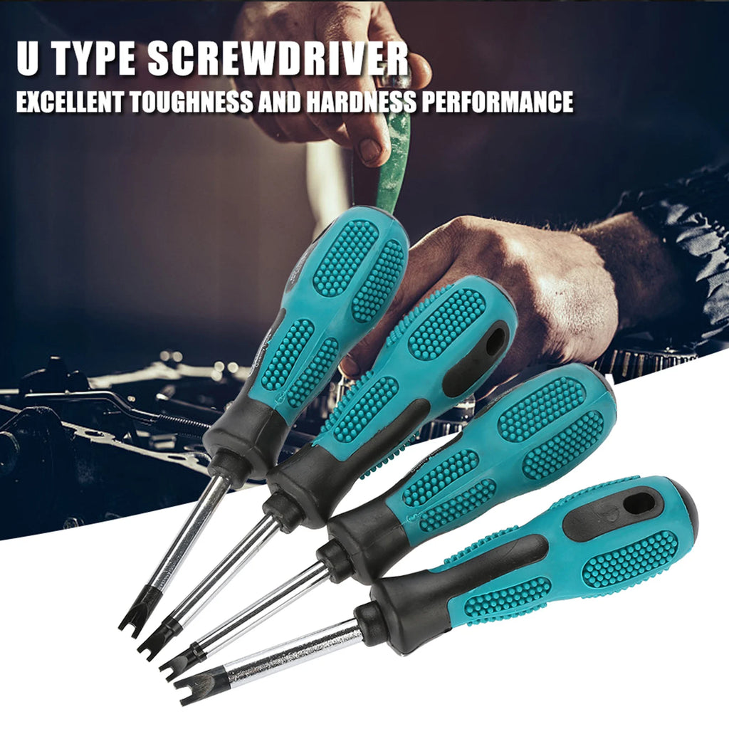 CRV Magnetic Manual Screwdriver Set – 4-Piece U-Fork Kit