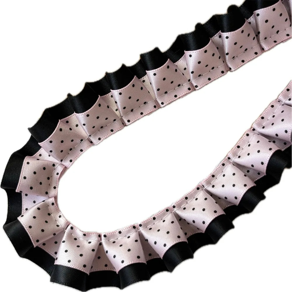 2M Pleated Ruffle Ribbon Trim – Double Layer Lace for DIY